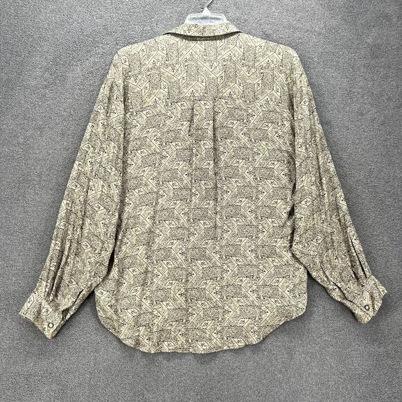 Vintage Button Up Shirt Medium Geometric long Sleeve Retro Preppy Loose Casanova - Picture 2 of 14